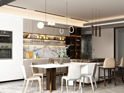 3d Render of Home Kitchen Illustrazione stock