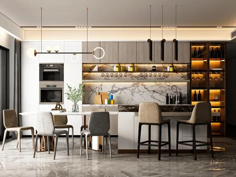 3d Render of Home Kitchen Illustrazione stock