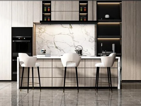 3d Render of Home Kitchen 스톡 일러스트