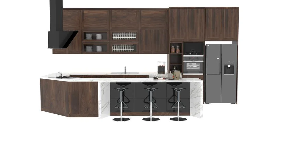 3d Render of Home Kitchen Stock Illustration