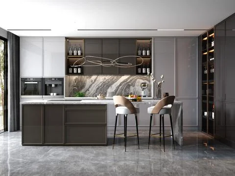 3d Render of Home Kitchen Illustrazione stock