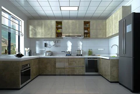 3d Render of Home Kitchen Stock Illustration