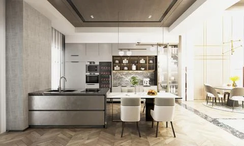 3d Render of Home Kitchen Illustrazione stock