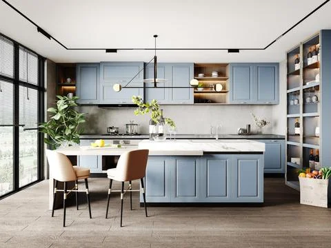 3d Render of Home Kitchen Stock Illustration