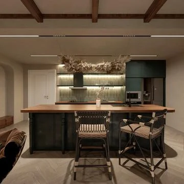 3d Render of Home Kitchen Stock Illustration