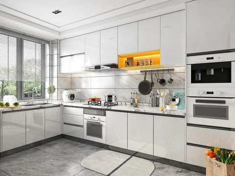 3d Render of Home Kitchen Stock Illustration