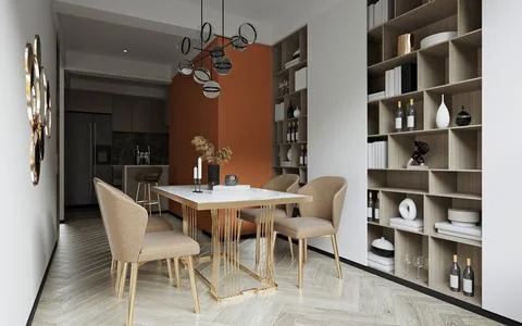 3d Render of Home Kitchen Stock Photos