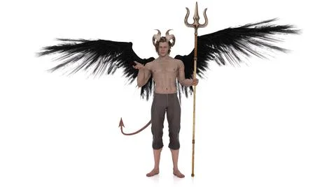 3D Render :  horror Male Devil creature character for halloween Stock Illustration