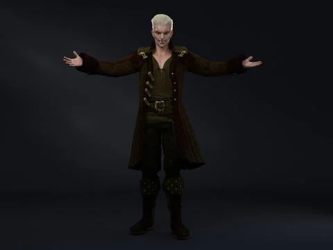 3D Render : horror Male Vampire character for halloween Stock Illustration