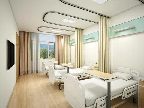3D Render of hospital interior Stock Illustration