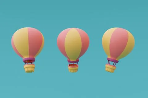 3d render of  hot air balloon in the sky,Tourism and travel concept,holiday v Illustrazione stock