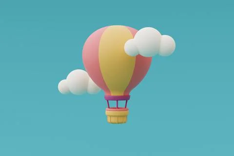 3d render of  hot air balloon in the sky,Tourism and travel concept,holiday v Illustrazione stock