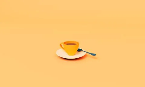 3d render a hot coffee cup set, tea with spoon Stock Illustration