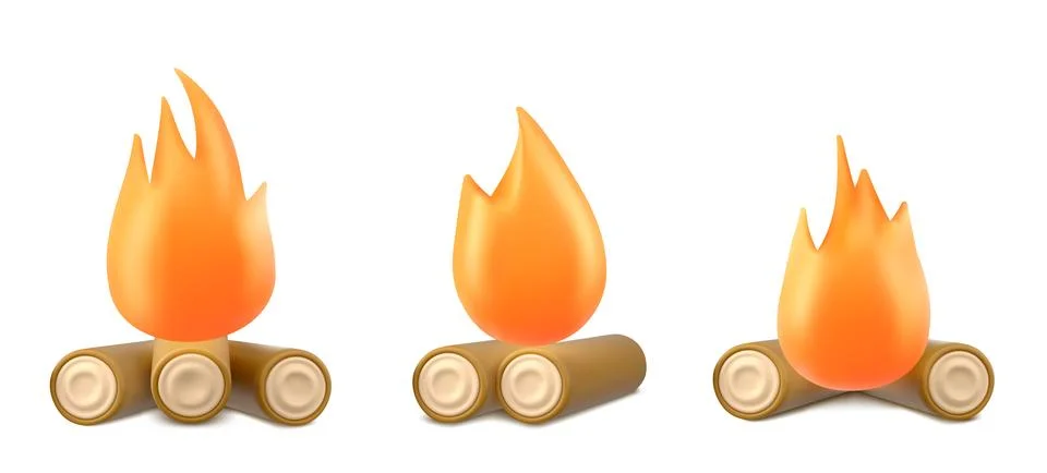 3d render hot fire vector emoticon illustration Stock Illustration