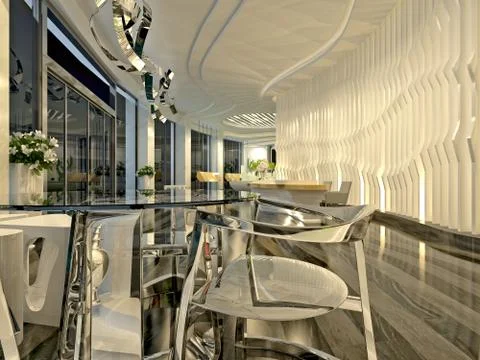 3D Render of Hotel Lobby Stock Illustration