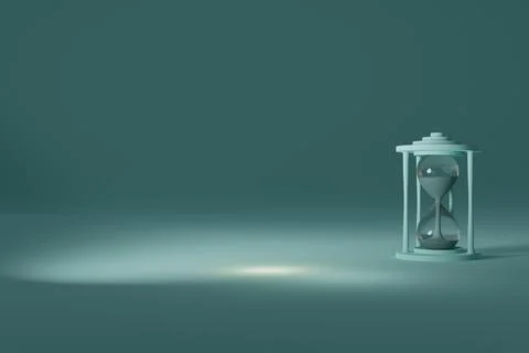 3d render of hour glass with pastel blue tones Illustrazione stock
