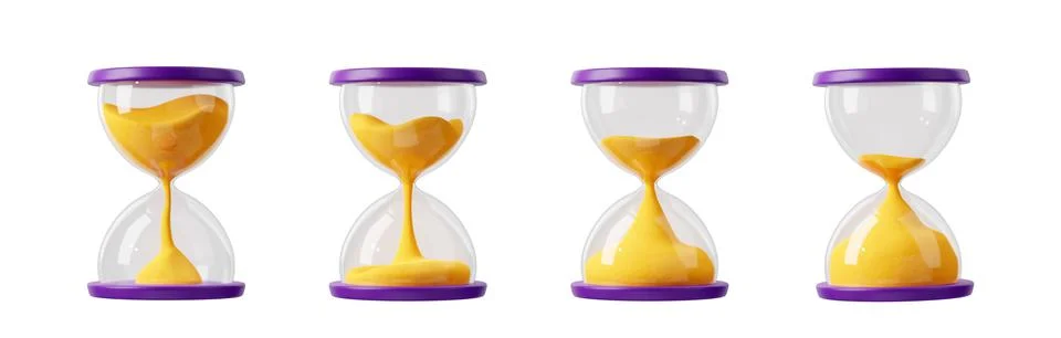 3D render hourglass, sand clock, time icons set Stock-Illustration