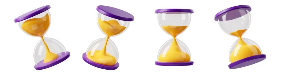 3D render hourglass, sand clock, time icons set Stock Illustration