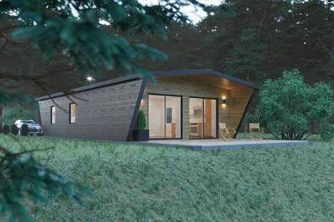 3d render of a house in the forest. 스톡 일러스트
