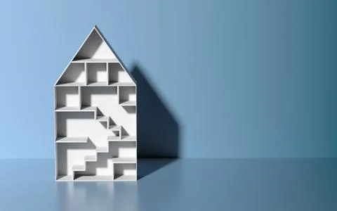 3D render house toy on blue background concept of house financial service Illustration