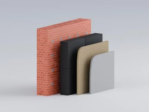 3d render of house wall insulation. Thermal materials for energy saving Ilustración de archivo