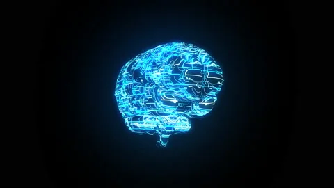 3D render of human brain with dynamic glow colourful surface Stock Footage 209160233