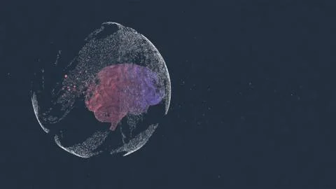 3d render human brain malfunction with glitch motion tecture around. Stockillustratie