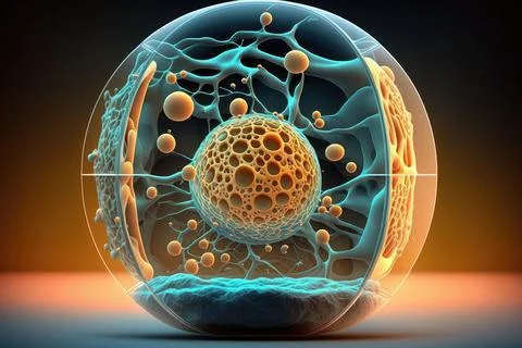 3d render human cell on a dark orange background Stock Illustration