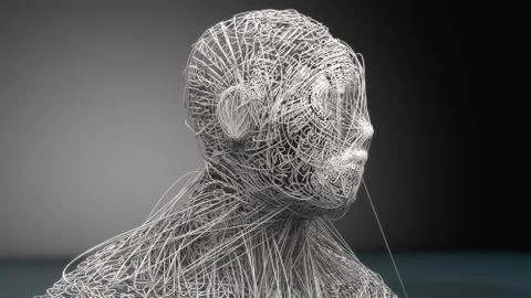 3D render. Human face art portrait Illustrazione stock