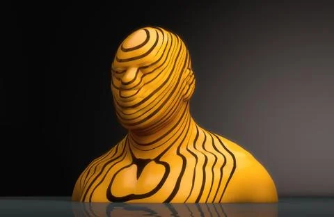 3D render. Human figure cut into slices Illustrazione stock