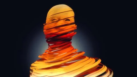 3D render. Human figure cut into slices Illustrazione stock
