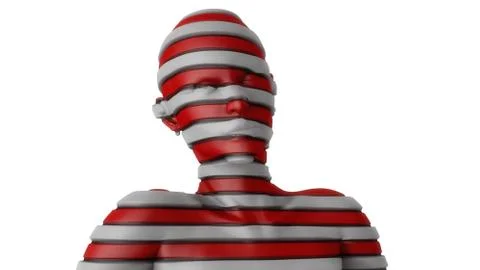 3D render. Human figure cut into slices Stock Illustration