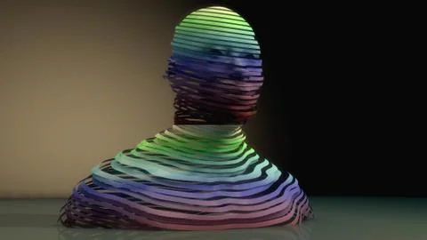 3D render. Human figure cut into slices Illustrazione stock
