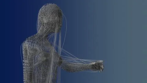 3d render Human figure made with lines Stock Illustration