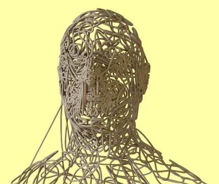 3d render Human figure made with lines Stock-Illustration