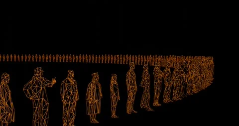 3d render of human figures as crowd for society, social issues or virtual wor Stock Footage 262121020