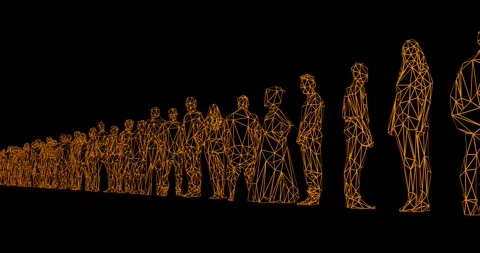 3d render of human figures as crowd for society, social issues or virtual wor Stock Footage 262121031