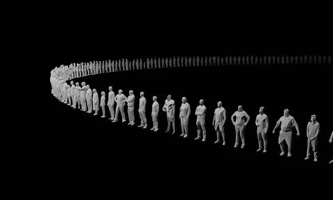 3d render of human figures as crowd for society, consumers, commercial or s.. Stock Illustration