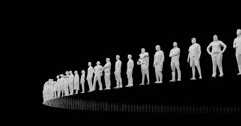 3d render of human figures as crowd for society, consumers, commercial or s.. Stock Illustration