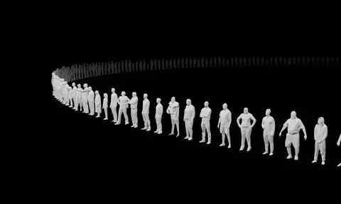 3d render of human figures as crowd for society, consumers, commercial or s.. Stock Illustration