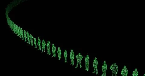 3d render of human figures as crowd for society, consumers, commercial or s.. Stock Illustration