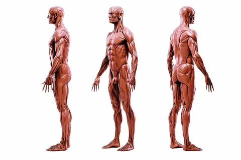 3d render of human muscular system, detailed view Stock Illustration