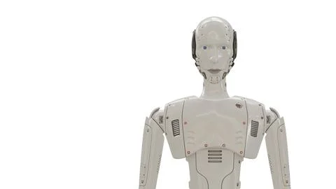 3D render of a humanoid robot on a white background, representing artificia.. 스톡 일러스트