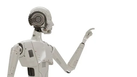 3D render of a humanoid robot on a white background, representing artificia.. Stock Photos