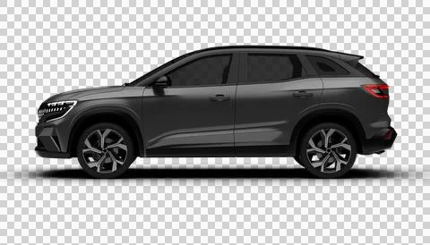A 3D render of a hybrid grey C-SUV showing its full left side on a transpar.. Stock Illustration
