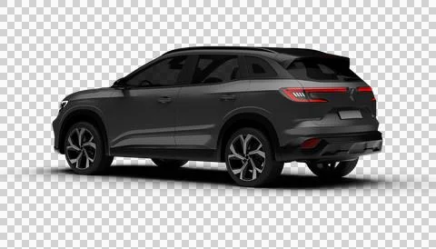 A 3D render of a hybrid grey C-SUV showing its rear left side on a transpar.. Stock Illustration