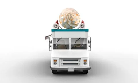 3d render of an ice cream van on a white background Stock Illustration