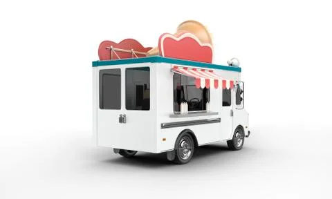 3d render of an ice cream van on a white background Stock Illustration