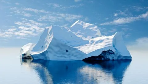 3d render of iceberg, water level side view Stock Illustration