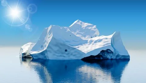 3d render of iceberg, water level side view Stock Illustration